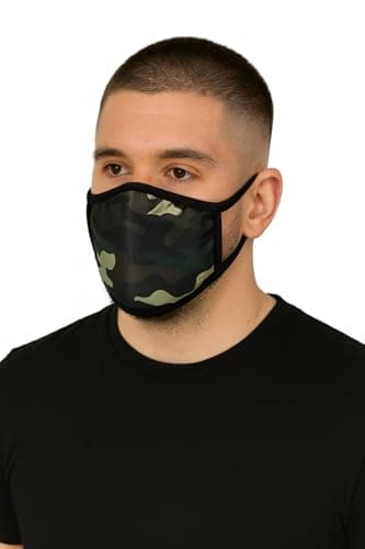 Komonee Adults Face Mask Washable Reusable Trendy Dustproof Green Camo Camouflage Cloth Mouth Cover Covering For Boys Girls Outdoors Indoors Childrens School Protection — view 3