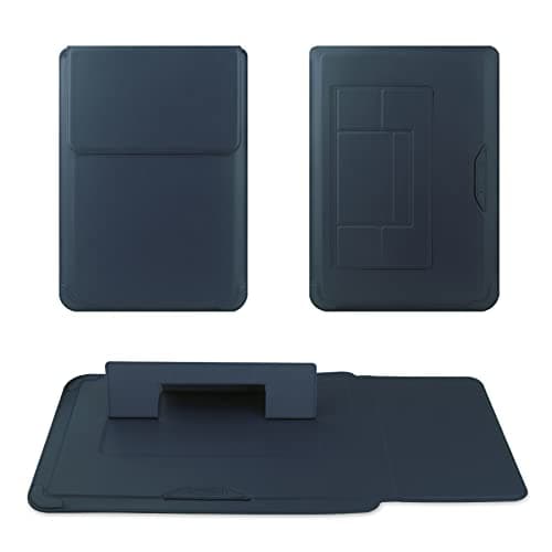 HoYiXi 14 Inch Laptop Sleeve Case Leather Bag with Stand Compatible with MacBook Pro 14 2021/ASUS Vivobook 14/HP Pavilion X360/Lenovo IdeaPad 14/Dell Lenovo HP ASUS Acer HUAWEI Matebook 14'' PC, Navy — view 2