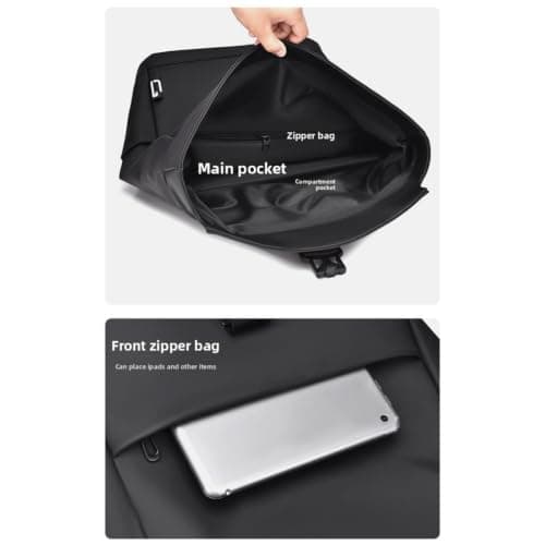 Gyios Backpack unisex Men’s Flip‑cover Magnetic Buckle Backpack, Multifunctional Large‑capacity Laptop Daypack For Casual Outdoor Travel-black — view 2
