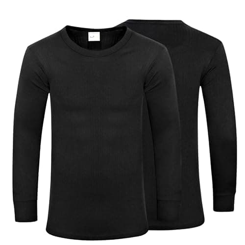 ShopMCR Men's Thermal Long Sleeve Top - Soft Polyester & Cotton Blend Base Layer, Winter Warmth, Full Sleeve Insulation, Available in Black, White, Grey & White, Sizes S-2XL Pack of 1 (Black, 2XL) — view 3