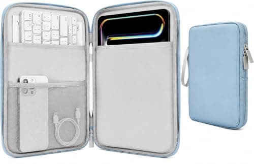 Hittriu 12.9 Inch Tablet Sleeve, Water-Resistant Tablet Case with Handle, Tablet Sleeve with 3 Compartments & Pen Holder, Protective Tablet Carry Bag for iPad Pro 12.9, School, Office & Travel (Blue)
