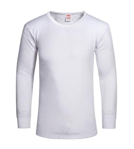 ITRAT® Mens Thermal Underwear Vests Long Sleeve Tops, Thermal T-Shirt Warm Underlayer Winter Thermals Base Layer Clothing Men Vest Top Size S-XXL (Large White)