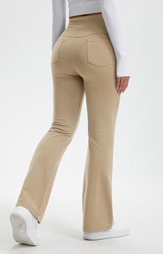 Libin Womens Fleece Lined Flared Leggings Thermal Trousers 31,Khaki S — view 2