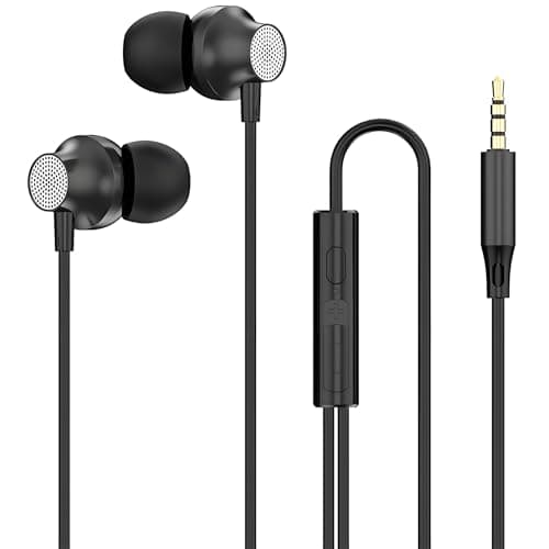 Lamkrtlp Earphones Wired, In-Ear Headphones With Microphone, 3.5mm Headphones for Phone, Smartphone, MP3 Players etc - Black