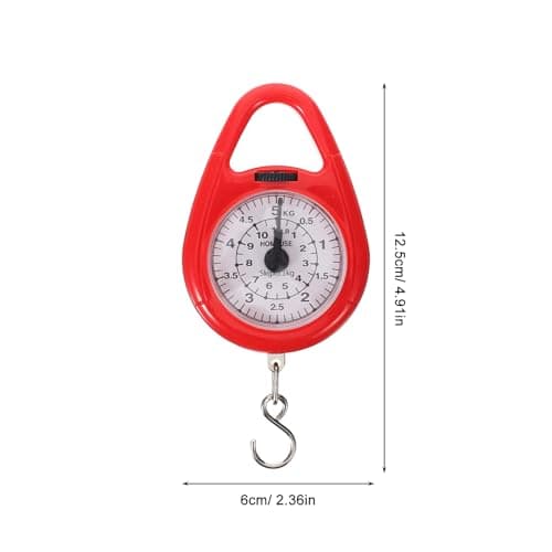 Mini Spring Hanging Weight Scale 5kg Red Steel Abs Pvc with Hook — view 2
