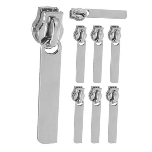 BRIGHTFUFU 8Pcs Zipper Pull Tab Replacement with Keyhole - Vintage Silver Nylon Double Layer Zipper Repair Kit for Luggage Backpack and Customs Lock Compatibility