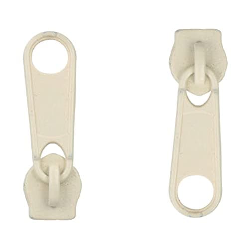 Zipper Slider Replacement Size #3, Metal Zip Puller Zipper Pull Fastener Repair for Clothes Jacket Coat Backpack Instant Fixing DIY Crafts (Cream 103, 2 Pieces)