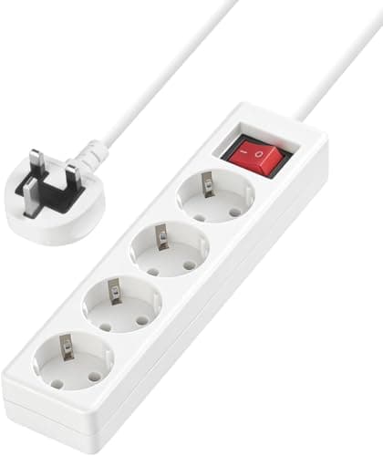 European to UK Plug Adapter,SHUOMAO 4 Way 2 Pin EU to 3 Pin UK Adapter