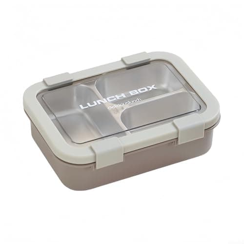 Stainless Steel Lunch Box With 3 Compartments, Leakproof Container With Secure Latches For School Work Travel, Dishwasher Safe Tray, Portable Meal Organizer For Adults And Kids(Brown)
