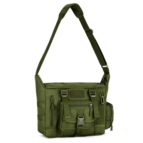 HUNTVP Messenger Bag, Tactical Crossbody Shoulder Bag Molle Laptop Pack for Men Women Work Camping Hiking Working (Green)