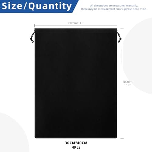 Glarks 4pcs 11.8 x 15.7in Black Anti Tarnish Storage Bags s Large Jewellery Pouches Silver Storage Bags Fabric Cloth Pouche for Jewelry Silverware Protection Flatware Candy Wedding Favor — view 2