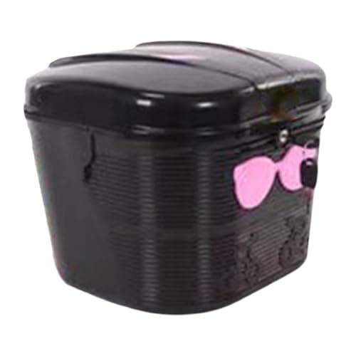 FytStycale Electric Bike Basket Front Mounted Storage Box Lock Design 20L Large Capacity with Lid Heavy Duty Basket for Biking, Black Pink
