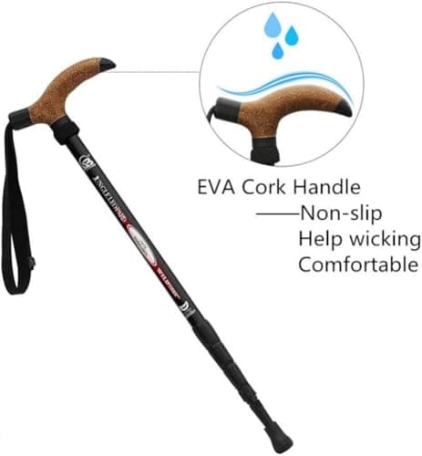 KUNANG Trekking Pole Telescopic Walking Hiking Stick Pole Adjustable Telescopic Pole Anti Shock Walking Hiking Stick (black) — view 4