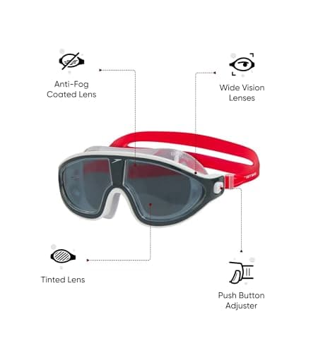 Speedo Unisex-Adult Biofuse Rift Mask Swimming Goggles | Open Water Swim Mask | Anti-fog | Anti-leak Goggles, Bondi Blue/White/Clear, One Size — view 2