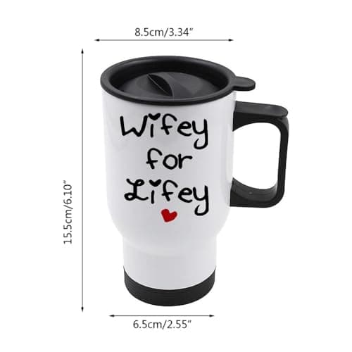 Crunchy Carrots Wifey for Lifey Mug - 14 oz Stainless Steel Insulated Travel Mug for Wife, Bride | Engagement, Wedding, Valentine’s Day, or Birthday Gift. (White Travel Mug) — view 6