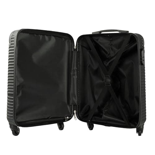Neo 3 Piece Hard Shell Luggage Suitcase Set ABS Expandable Handle Lightweight Durable Trolley Travel with 360 Spinner Wheels Inbuilt Lock 20" 24" 28" (Black) — view 6