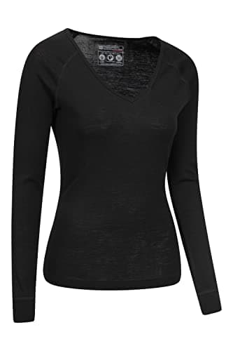 Mountain Warehouse Merino Womens Thermal Baselayer Top - Lightweight, Antibacterial & Breathable Ladies T Shirt - for Winter Travel, Hiking, Camping, Skiing, Snowboard Black 18 — view 5