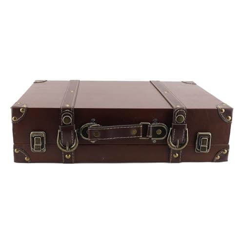 Jenivaint Vintage Leather Suitcase with Lock, European Style Storage Box — view 5