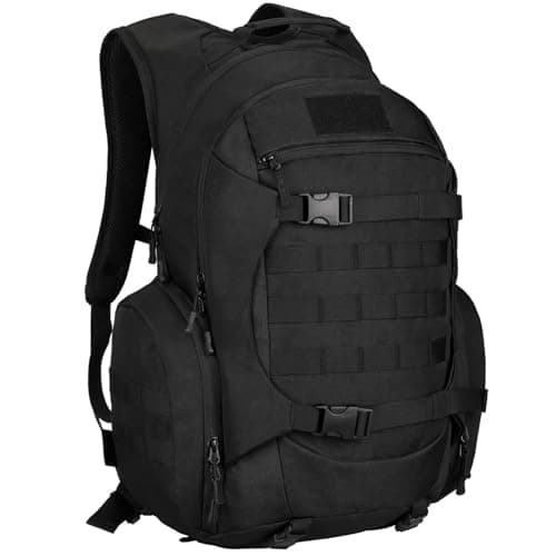 YuanWen 50L Tactical Backpack, Military Rucksack with MOLLE System, Water-Resistant Hiking Backpack for Outdoor Trekking Cycling Travel & Camping, 17'' Laptop Compartment Hydration Compatible Black