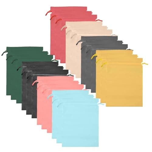 Travel Storage Waterproof Drawstring Bags, 24PCS Waterproof Drawstring Bags, Portable Non-Woven Shoe Packing Clothes Bag, Storage Sack for Gym Sport Swim(8 Colors)