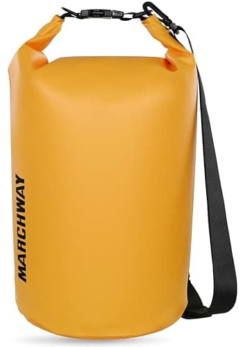 MARCHWAY Floating Waterproof Dry Bag Backpack 5L/10L/20L/30L/40L, Roll Top Sack Keeps Gear Dry for Kayaking, Rafting, Boating, Swimming, Camping, Hiking, Beach, Fishing (Deep Yellow, 10L)
