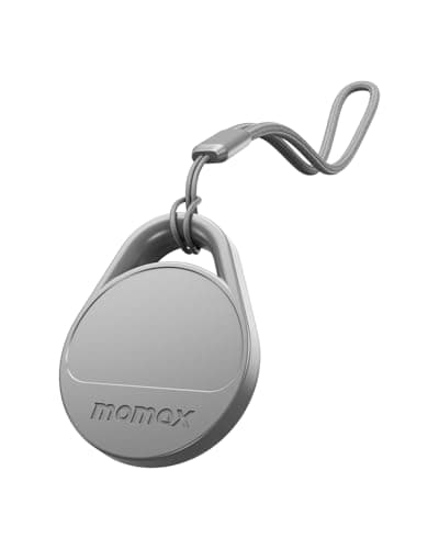 Momax Key Finder Tracker Tag Both iOS and Android Compatible - Smart Bluetooth Tracking Device with Find My, Replaceable Battery, for Wallets, Luggage, Suitcases, Backpacks, Grey
