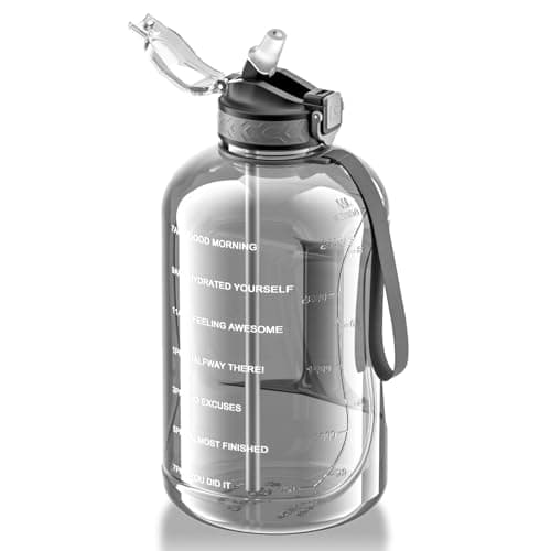 GLEKGLEK 3L Water Bottle with Straw, Time Marker, Large Water Jug, Grey