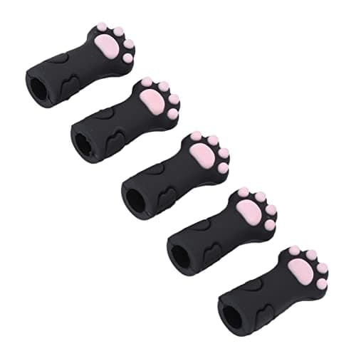 ASHATA Cat Shape Silicone Cuticle Scissors Cover Protector, 5 Pack Cuticle Trimmer Protective Sleeve for Nail Nipper and Toenails, Soft Silicone Nipper Cover for Travel (Black) — view 4