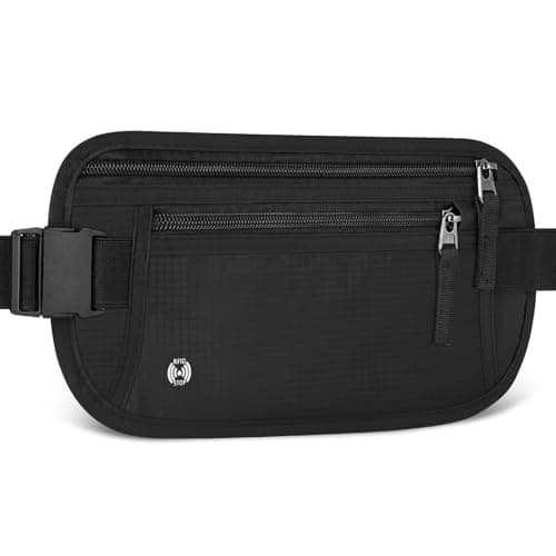 Aucuu Travel Money Belt with RFID Blocking, Ultra-Thin Passport Holder for Travel, Waist Pack Anti Theft, Hidden Travel Wallet Under Clothes to Protect Cash, Credit Cards Passport for Women, Men