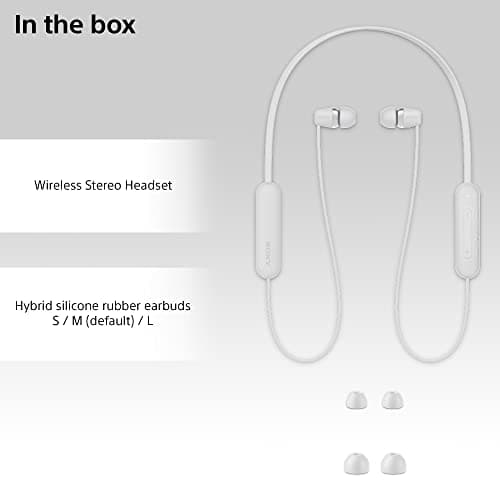 Sony WI-C100 Wireless In-ear Headphones - Up to 25 hours of battery life - Water resistant- Built-in mic for phone calls - Voice Assistant compatible - Reliable Bluetooth connection - White — view 6