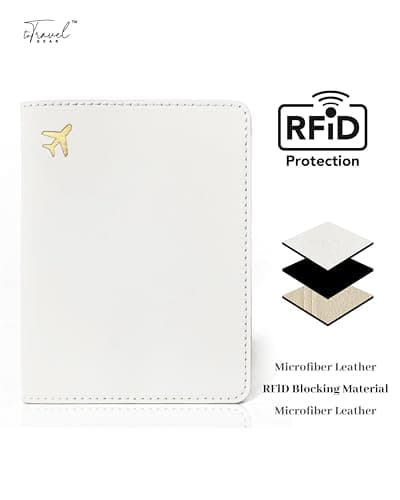 toTravelGear Passport Holder for Travel Essentials,RFID Blocking Passport Cover Case for Travel Accessories,Travel Wallet for Women Men, Cream, Minimalist — view 3