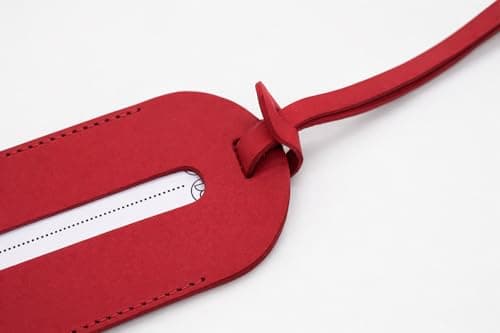 Wasama Genuine Leather Luggage Tag | Travel Baggage Tag | Durable Strap & Privacy Flap (Fire Engine) — view 4