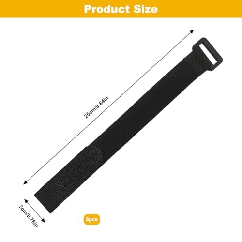 6-Pack Black Nylon Straps – Heavy-Duty Cable Ties & Organiser for Bike Rack, Luggage, Helmet (20x250mm, Reusable) — view 2