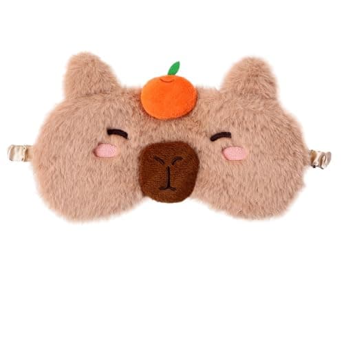 OMEIU 1 Pcs Kids Eye Masks for Sleeping, Kids Eye Mask, Colourful Unicorn Animal Soft Plush Sleeping Mask, Kids Sleeping Mask for Girls Children Travel Party Fillers (Capybara, One Size)