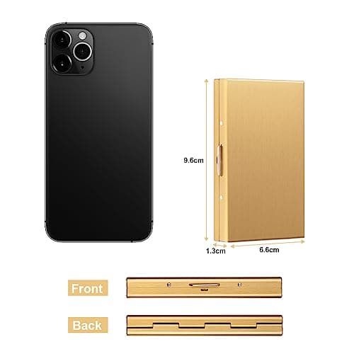 Vicloon Metal Card Holder Wallet, Ultra Thin Stainless Steel Metal Wallets RFID Blocking Credit Card Wallet Holder for Men & Women,Best Card Protector with 6 PVC Slots - Gold — view 2