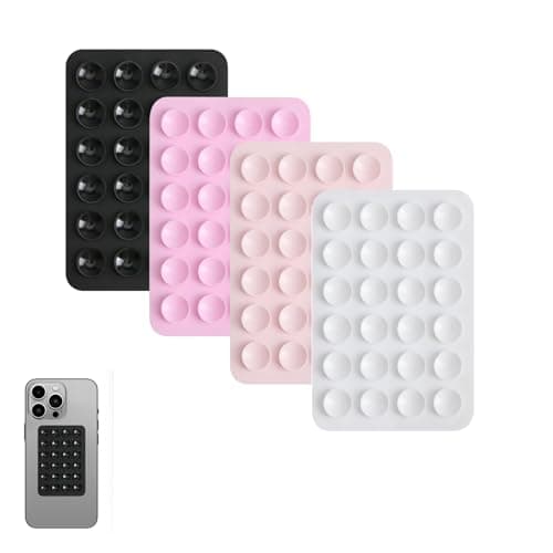 Ginddy Silicone Suction Phone Case Holder,4 PCS Silicone Suctions Phone Holder,Phones Suction Pad with 24 Suctions Cups,Strong Adhesive Phones Mount for Mirror,Glass & Car Dashboard