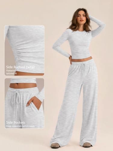 LILLUSORY Lounge Wear Sets for Women UK Airport Tracksuits Oatmeal Grey S — view 5
