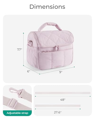 bagsmart Insulated Lunch Bags for Women, 6.7L Portable Lunch Box with Shoulder Strap Reusable Cooler Bag, Puffy Thermal Lunch Tote for Work/School/Picnic/Travel — view 2