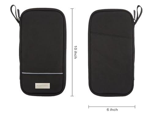 Amazon Basics Passport Holder Travel Wallet, RFID Travel Organizer Document Holder, Nylon with Zippered Pockets, 25.4 x 12.7 cm, Black, Solid — view 4