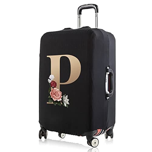 Initial Letter Printed Design Travel Trolley Case Cover Protector Washable Suitcase Cover Luggage Storage Covers for 18-28 Inch Luggage Cover (L (26-28 inch Luggage), gold P) — view 6