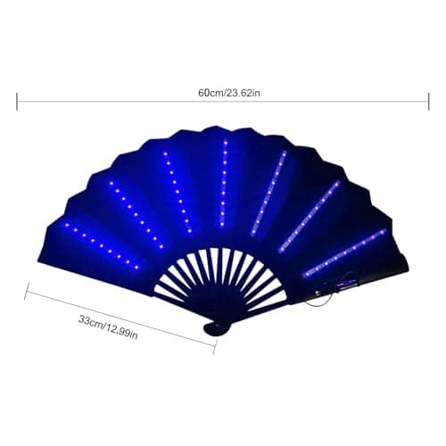 Light Up Rav-e Fan, Folding Handheld Fa-n, Light U-p Hand F-an, Led Handhe-ld, Portable With Light, L-ight Up Festival Folding, Travel Multipurpose Handheld Fa-n, Carnival Accessories — view 2