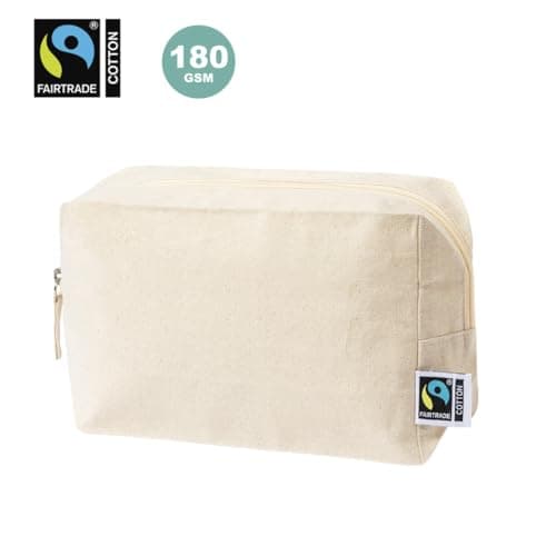 Fairtrade Certified Organic Cotton Toiletry Bag, 180 g/m², 20.5 x 14 x 7.5 cm, Fairtrade Certified, brown, Toiletry Bag — view 2