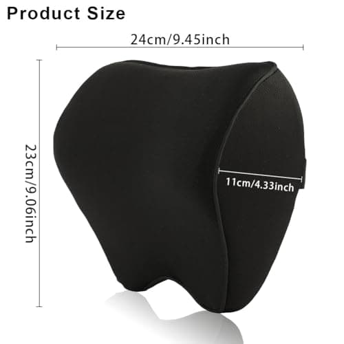 Alaoo Car Neck Support Pillow, Car Seat Headrest for Relieving Neck Fatigue with Adjustable Strap, Soft Memory Foam and Breathable Removable Cover for Passenger or Driver, Black Border — view 2