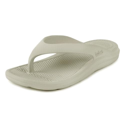 totes® SOLBOUNCE® Ladies Toe Post Sandals, Ultra-Light Everywear™ Foam, Compression-Proof, Antibacterial Freshness, Machine Washable Flip-Flops, Durable Summer Travel, Beach Footwear, Stone, 5 UK — view 3
