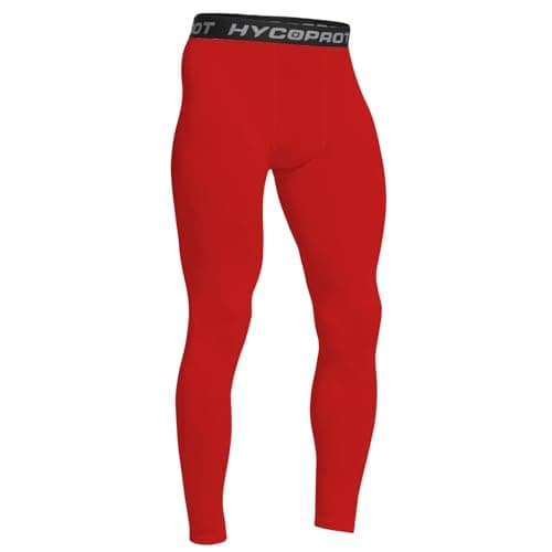 HYCOPROT Men's Running Leggings Compression Trousers Athletic Tight Base Layer Pants for Workout Sports Yoga Basketball (Red, L)