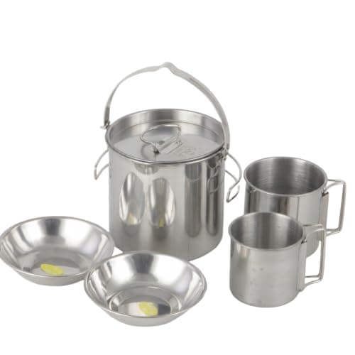 Stainless Steel Camping Cookware Set with Pot Cups Bowls Nesting