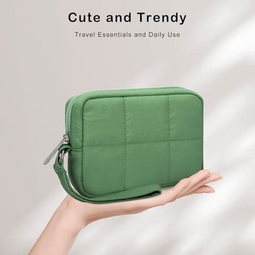 DOB SECHS Waterproof Mini Travel Makeup Carrying Case Wash Bags Cosmetic Bag Portable Electronics Accessories Organizer Wash Gym Shaving Bag (#25081-Green, Small) — view 6