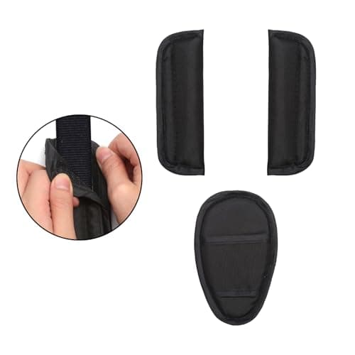 3 Piece Seat Belt Pads for Kids Universal Soft Child Seatbelt Shoulder Crotch Pads Car Seat Strap Guard Pram Strap Pad Harness Protection Pad Seatbelt Cover for Car Seat Stroller Pushchair (Black) — view 3