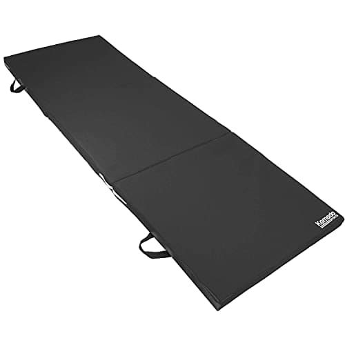 Komodo Tri Folding Yoga Mat 6ft Padded Pilates Floor (Black) — view 5