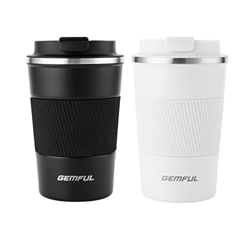 GEMFUL 380ml Insulated Travel Coffee Mug Stainless Steel Coffee Cup 2pack